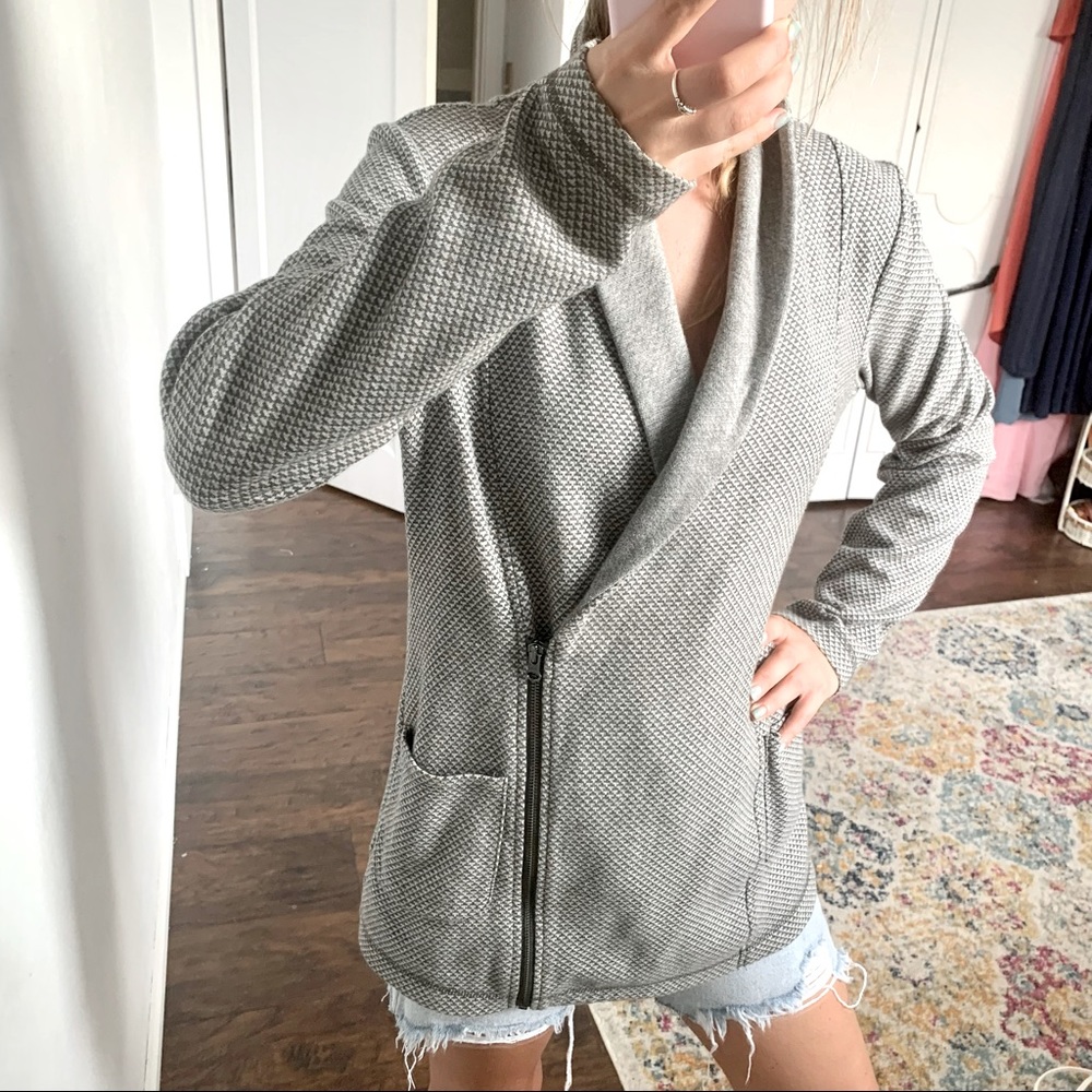 Talbots | Oversized Lounge Moto Zip Grey Jacket